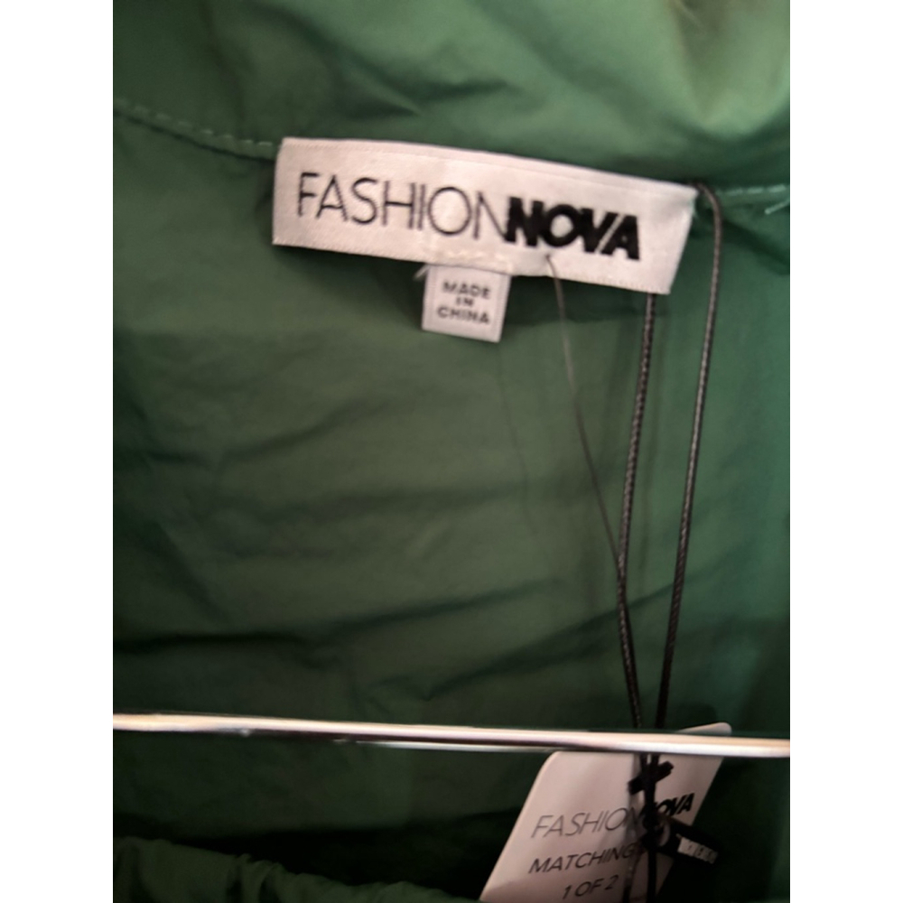 Women's Fashion Nova Windbreaker Jogger Set Size L Green - Picture 4 of 7
